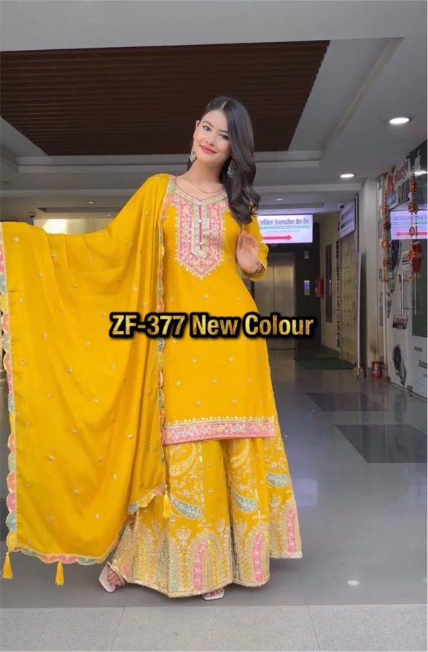 ZEEL FASHION ZF 377 F DESIGNER TOP SHARARA