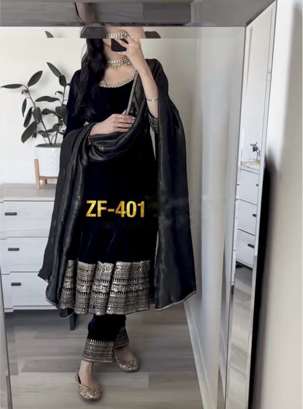 ZEEL FASHION ZF 401 DESIGNER VELVET SUITS WHOLESALE