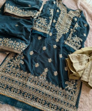 ZIAAZ DESIGNS 378 BLUE VELVET SUITS WHOLESALE