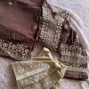 ZIAAZ DESIGNS 378 BROWN VELVET SUITS WHOLESALE