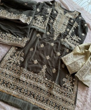 ZIAAZ DESIGNS 378 GRAY VELVET SUITS WHOLESALE