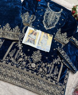 ZIAAZ DESIGNS 640 F VELVET PAKISTANI SALWAR SUITS