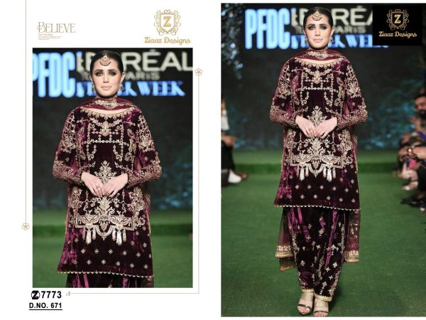 ZIAAZ DESIGNS 671 VELVET PAKISTANI SUITS IN INDIA