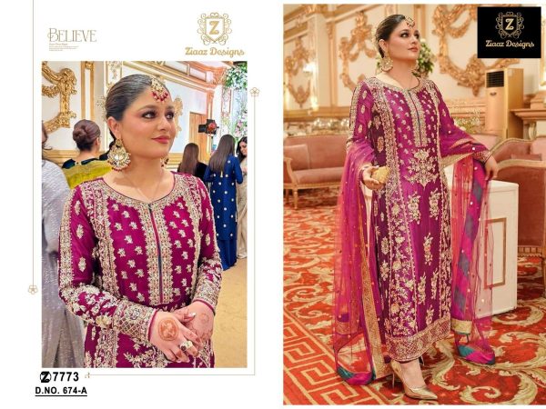 ZIAAZ DESIGNS 674 A VELVET SALWAR SUITS WHOLESALE