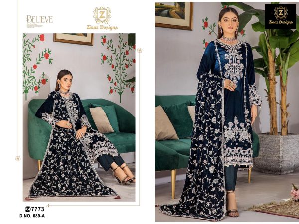 ZIAAZ DESIGNS 689 A PAKISTANI VELVET SUITS