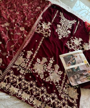 ZIAAZ DESIGNS 689 C PAKISTANI VELVET SUITS