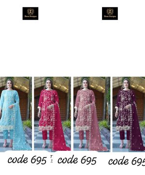 ZIAAZ DESIGNS 695 PAKISTANI SUITS IN COLOR