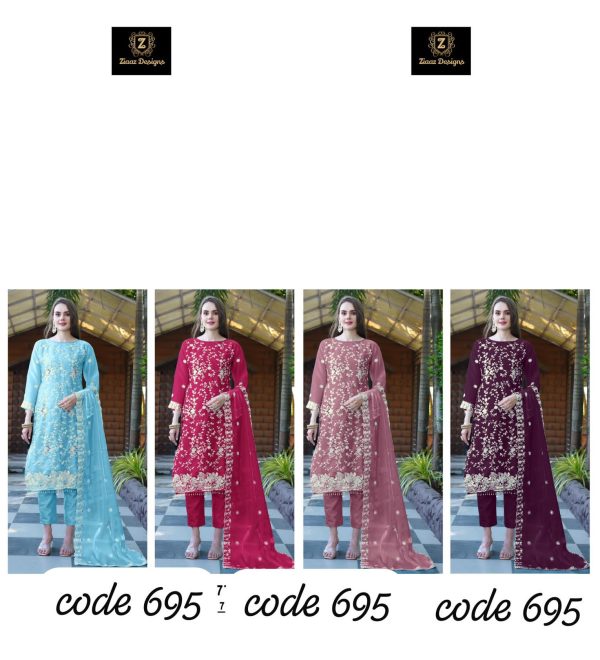 ZIAAZ DESIGNS 695 PAKISTANI SUITS IN COLOR