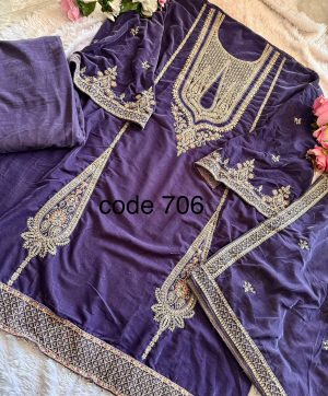 ZIAAZ DESIGNS 706 VELVET SALWAR SUITS