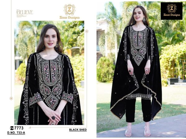 ZIAAZ DESIGNS 733 A VELVET PAKISTANI SUITS IN INDIA