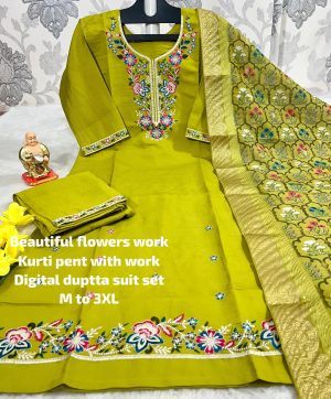 BEAUTIFUL FLOWER WORK KURTI WHOLESALE