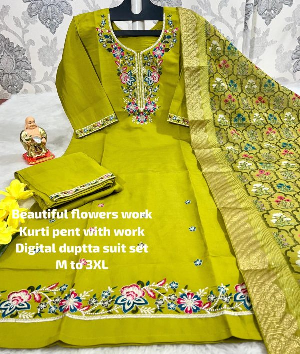 BEAUTIFUL FLOWER WORK KURTI WHOLESALE