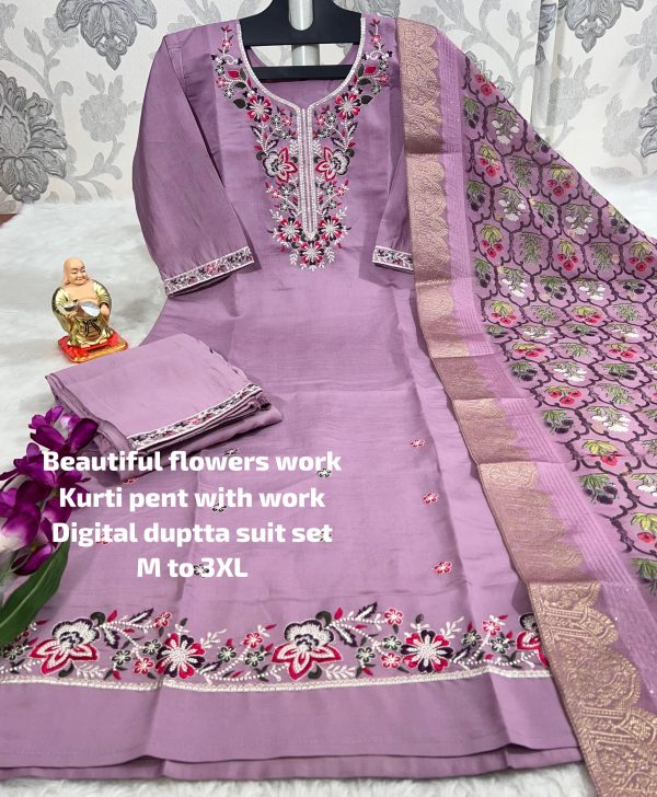 BEAUTIFUL FLOWER WORK KURTI WHOLESALE