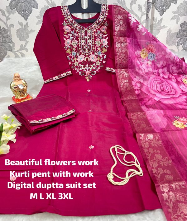 BEAUTIFUL FLOWER WORK KURTI WHOLESALE