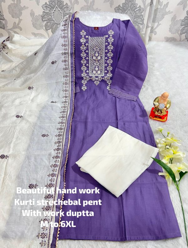 BEAUTIFUL HAND WORK KURTI WITH DUPATTA