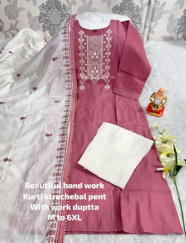 BEAUTIFUL HAND WORK KURTI WITH DUPATTA