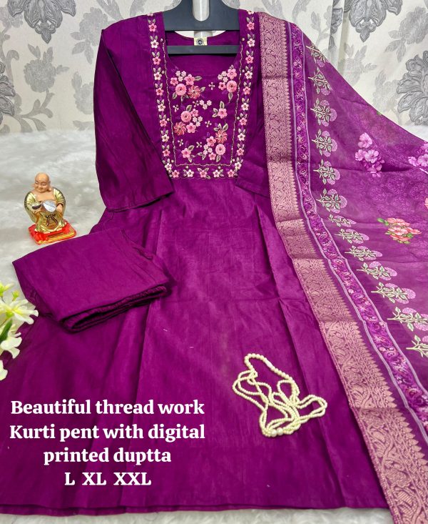 BEAUTIFUL THREAD WORK KURTI WHOLESALE