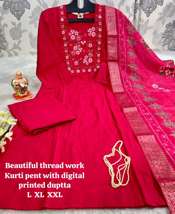 BEAUTIFUL THREAD WORK KURTI WHOLESALE