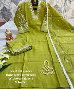 BEAUTIFUL V NECK HAND WORK KURTI WHOLESALE