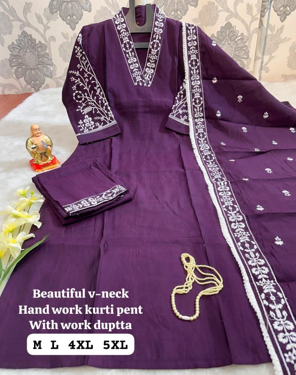 BEAUTIFUL V NECK HAND WORK KURTI WHOLESALE