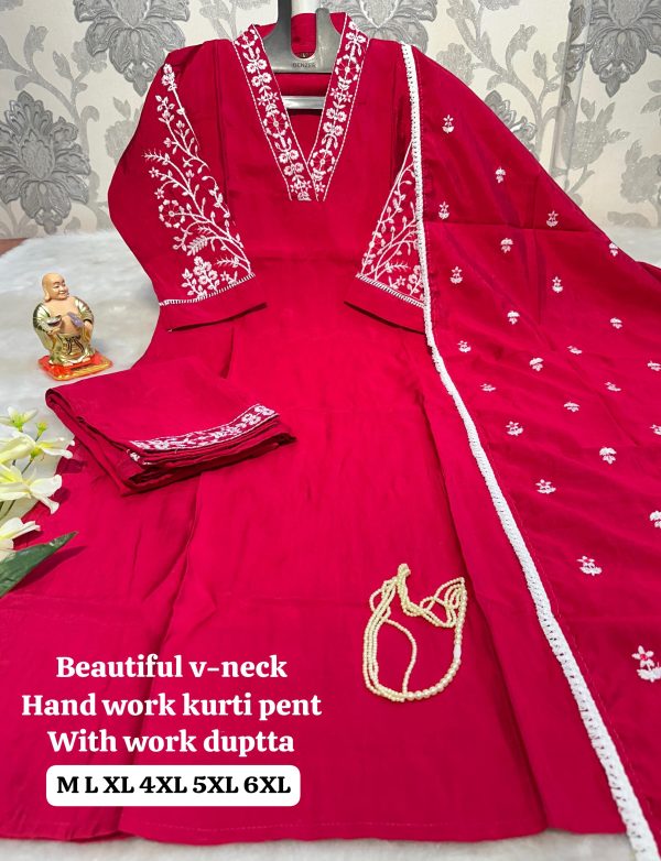 BEAUTIFUL V NECK HAND WORK KURTI WHOLESALE