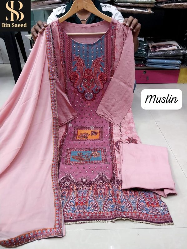 BIN SAEED MUSLIN READYMADE SUITS WHOLESALE