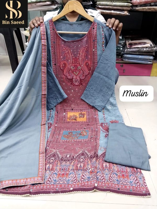 BIN SAEED MUSLIN READYMADE SUITS WHOLESALE