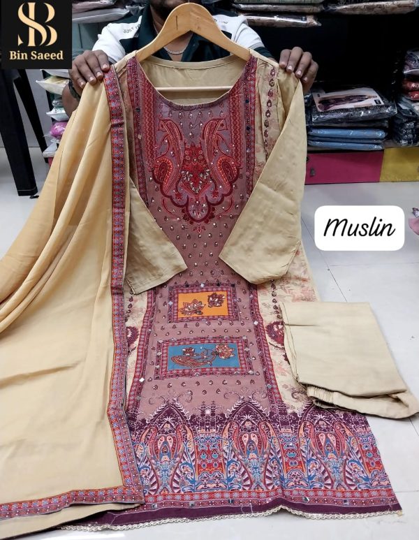 BIN SAEED MUSLIN READYMADE SUITS WHOLESALE