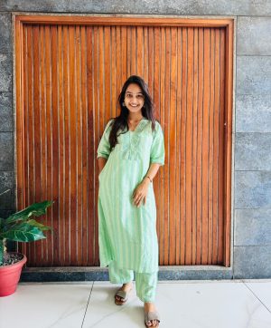 GREEN BOMBAY COTTON AIR CUT KURTI WHOLESALE