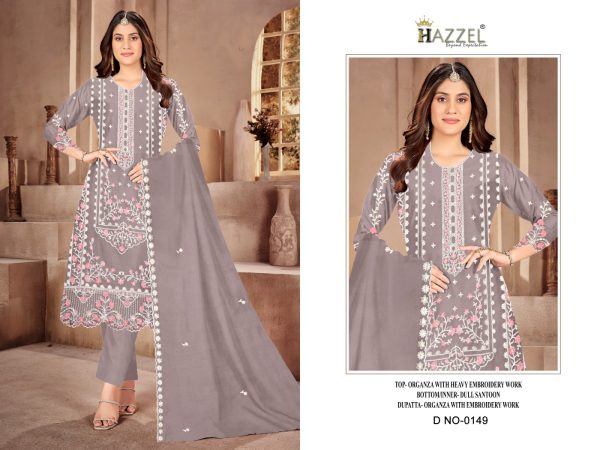 HAZZEL 0149 A B C D ORGANZA PAKISTANI SUITS