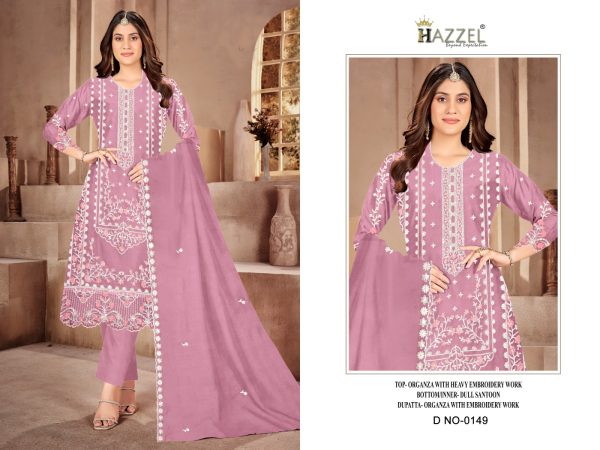 HAZZEL 0149 A B C D ORGANZA PAKISTANI SUITS