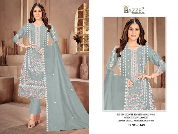 HAZZEL 0149 A B C D ORGANZA PAKISTANI SUITS