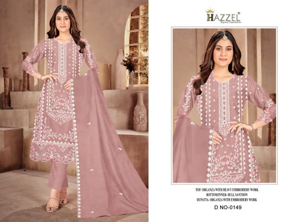 HAZZEL 0149 A B C D ORGANZA PAKISTANI SUITS