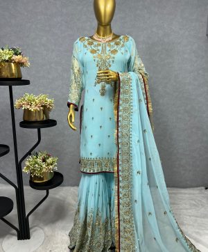 HK 1644 C DESIGNER TOP SHARARA WHOLESALE