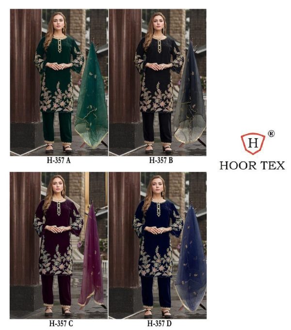 HOOR TEX 357 A B C D VELVET PAKISTANI SUITS ONLINE