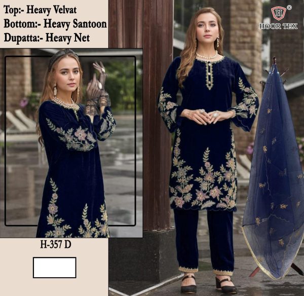 HOOR TEX 357 A B C D VELVET PAKISTANI SUITS ONLINE