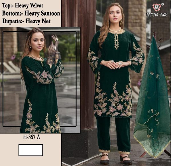 HOOR TEX 357 A B C D VELVET PAKISTANI SUITS ONLINE