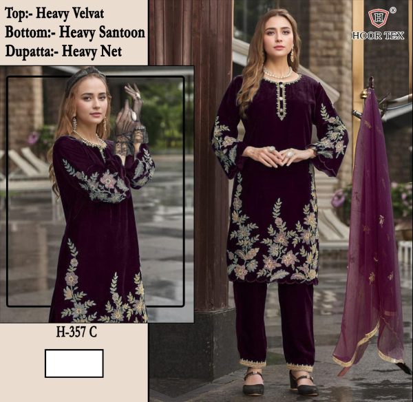 HOOR TEX 357 A B C D VELVET PAKISTANI SUITS ONLINE