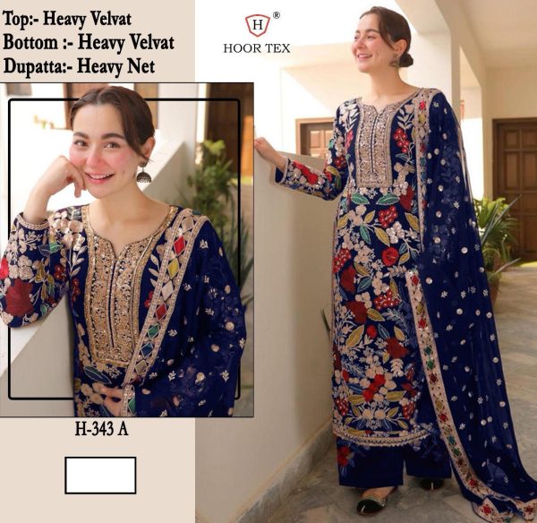 HOOR TEX H 343 A VELVET PAKISTANI SUITS ONLINE