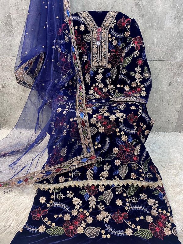 HOOR TEX H 343 A VELVET PAKISTANI SUITS ONLINE