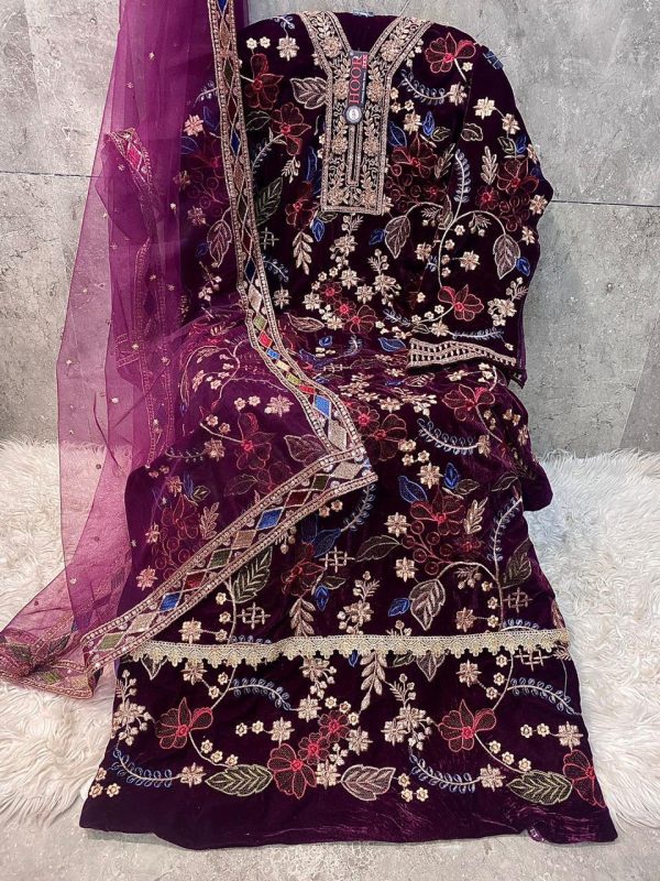 HOOR TEX H 343 B VELVET PAKISTANI SUITS ONLINE