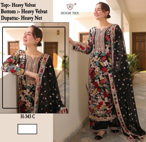 HOOR TEX H 343 C VELVET PAKISTANI SUITS ONLINE