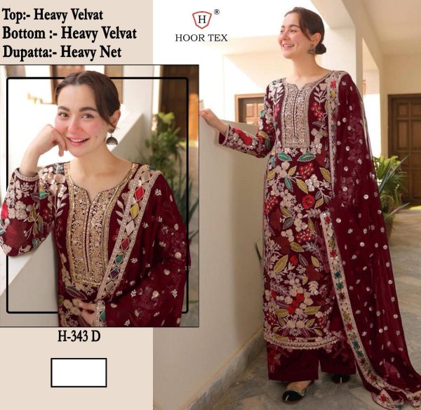 HOOR TEX H 343 D VELVET PAKISTANI SUITS ONLINE