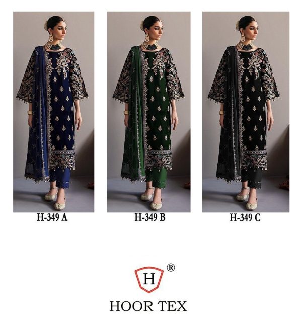 HOOR TEX H 349 A B C VELVET SALWAR SUITS