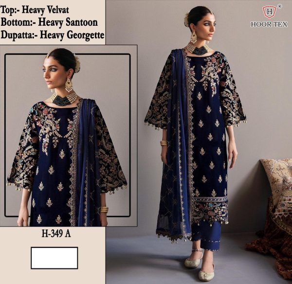 HOOR TEX H 349 A B C VELVET SALWAR SUITS