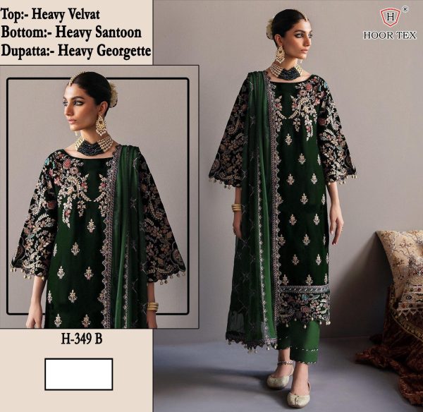 HOOR TEX H 349 A B C VELVET SALWAR SUITS