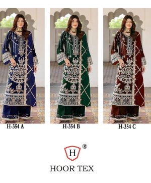 HOOR TEX H 354 A B C VELVET PAKISTANI SUITS ONLINE