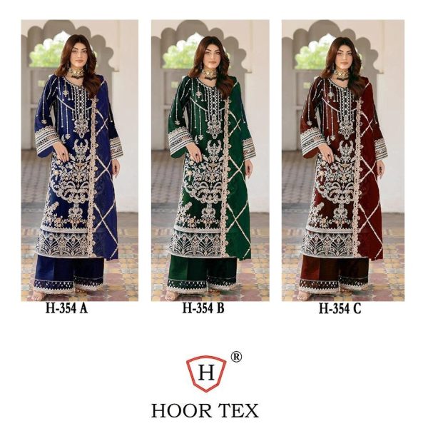 HOOR TEX H 354 A B C VELVET PAKISTANI SUITS ONLINE