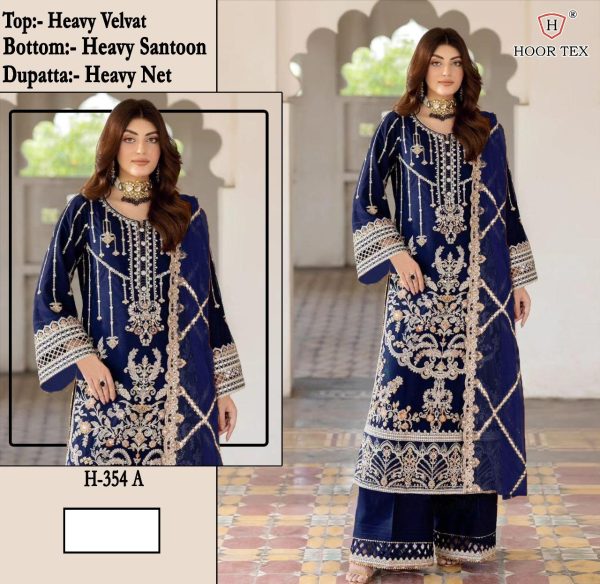 HOOR TEX H 354 A B C VELVET PAKISTANI SUITS ONLINE