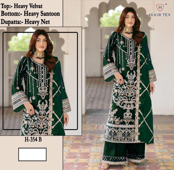 HOOR TEX H 354 A B C VELVET PAKISTANI SUITS ONLINE